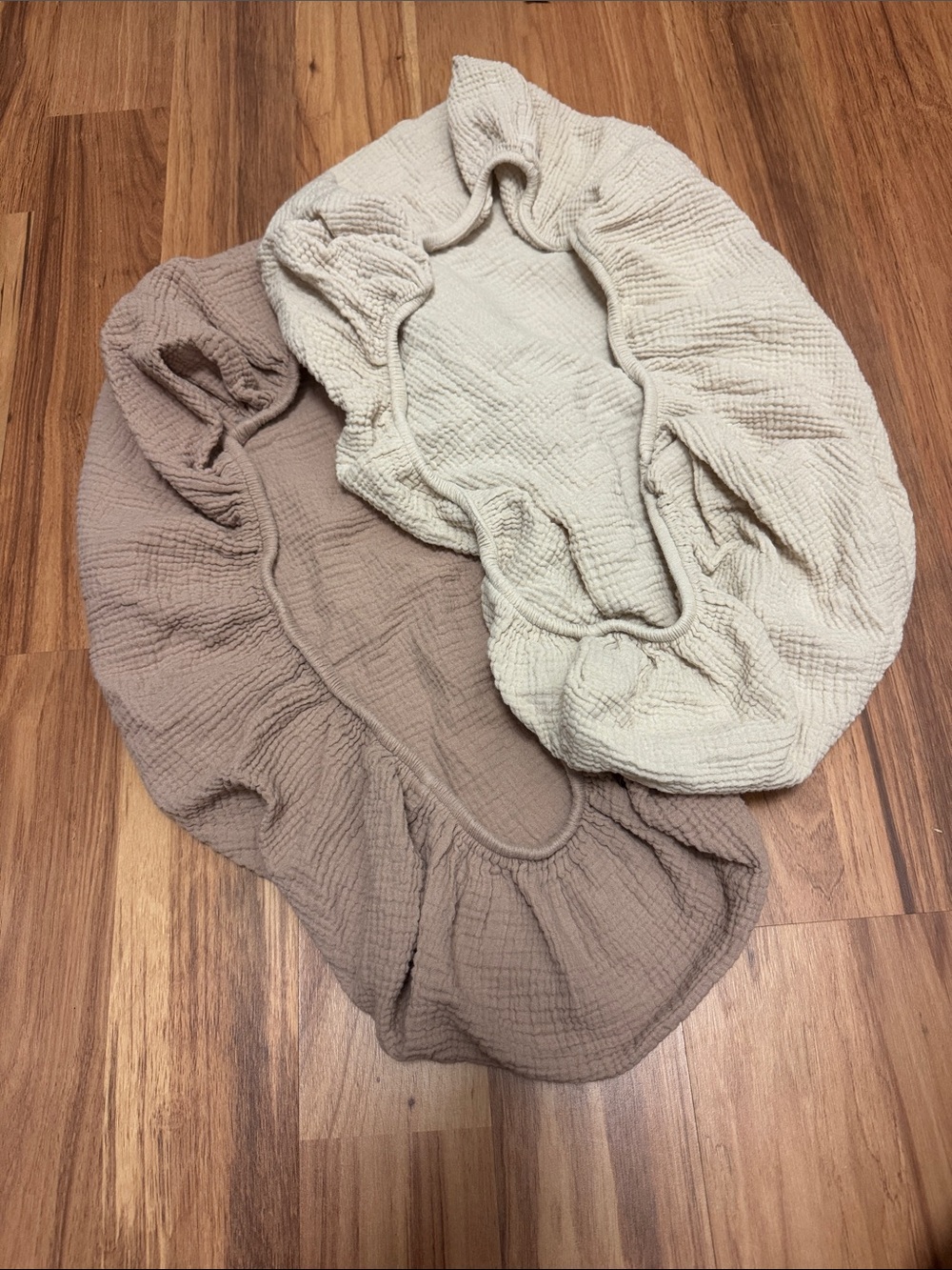 100% cotton changing covers Crinkled Beige and Cream